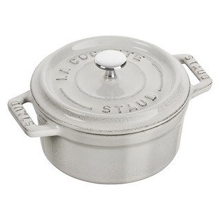 staub 圓型琺瑯鑄鐵鍋 10cm 白色 雙耳設計 迷你鍋具, 1個