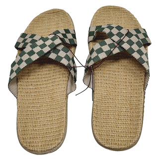 SHIMOYAMA EVA 和風亞麻編織防滑室內拖鞋 織帶款, 柳葉綠, 1雙