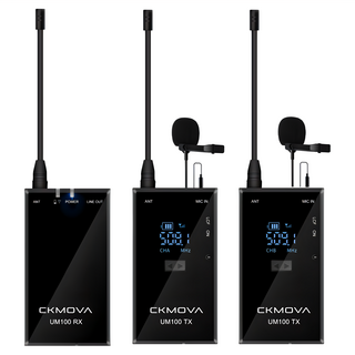 CKMOVA UM100 Kit2一對二無線麥克風 適用於手機、相機、錄音筆及電腦 無線收音 輕巧便攜, 1組