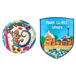 A-ONE 匯旺 西班牙巴塞隆納 蜥蜴特色地標磁鐵 + 西班牙 桂爾公園電繡貼 Set, 7.5 x 6cm, 多色