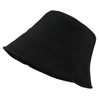 麂皮絨小臉漁夫帽 帽簷6公分 帽深11公分, 黑色, 53~58cm