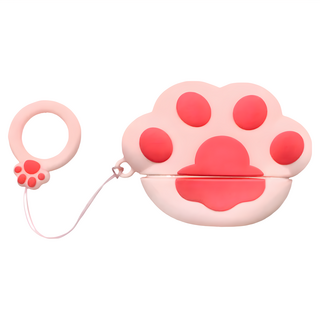 Timo 軟萌貓掌耳機保護套 附掛勾 粉色, 1個