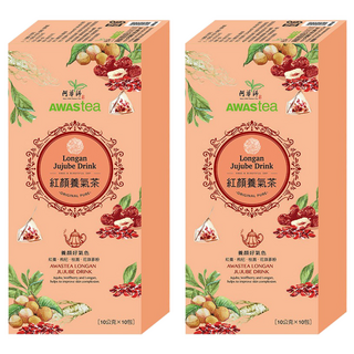 阿華師 紅顏養氣茶,三角立體茶包, 真材實料清楚可見, 紅棗枸杞桂圓花旗蔘粉, 養顏美容飲品, 10g, 10入, 2盒