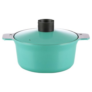 Chef Topf 俄羅斯娃娃堆疊湯鍋 雙耳設計 節省空間, 24cm, 藍綠色, 1個