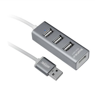 INTOPIC廣鼎 USB2.0鋁合金集線器 HB-37, 4孔, 480Mbps, 100cm, 灰色, 1個
