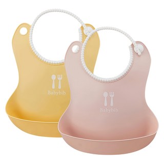 TALLSTOY New Babybib 防漏圍兜 Set 2件, 粉色 + 黃色, 2個, 1組