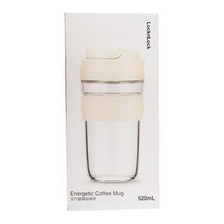 LocknLock 樂扣樂扣 元氣玻璃咖啡杯 LLG961WHT, WHT-CN-12, 520ml, 1個