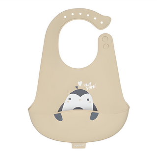 aguard 動物矽膠圍兜 食品級安全, 米企鵝, 1個, 1個