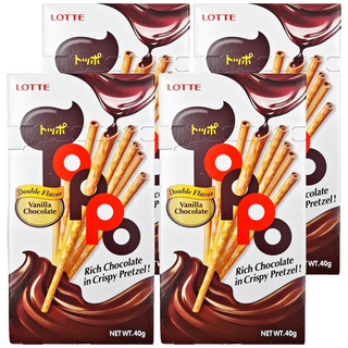 Toppo 夾心餅乾棒 巧克力口味 香脆餅乾 雙重口味 香草巧克力, 40g, 4盒