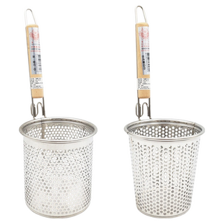 煮麵勺 - 木柄隔熱、快速瀝水、麵條水餃適用, 2支, 不銹鋼