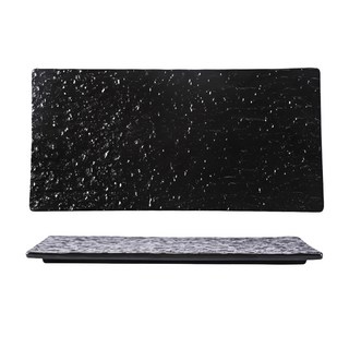 WANDU 瓦讀 長方平板 12吋 黑色 陶瓷餐盤 適用烤箱微波爐, 1個