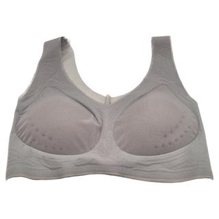 超薄冰絲透氣無痕洞洞杯無鋼圈內衣，尼龍布彈性纖維材質，黑色/抹茶綠/紫灰/咖啡/青色, L