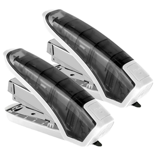 KW-triO 堡勝企業 空氣指感訂書機 省力60% 裝訂 大容量裝針置物槽 一次可裝訂15張 尾端附除針裝置, 白色, 2個