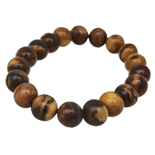 正宗天然花奇楠佛珠手鍊，花奇楠木材質，珠子直徑約1公分, 黃褐色, 1個