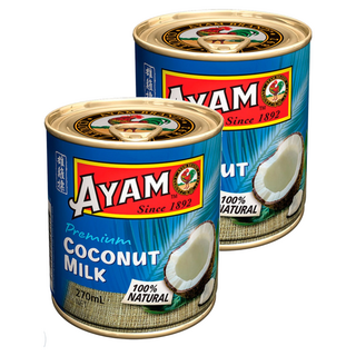 AYAM 雄雞標 特級椰奶罐頭, 100%天然, 270ml, 2罐