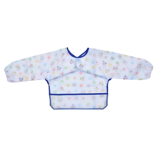 Richell 利其爾 Doraemon 長袖防水圍兜 防水容易擦拭 背心式好穿脫 可調式魔鬼粘, 1入, 1件