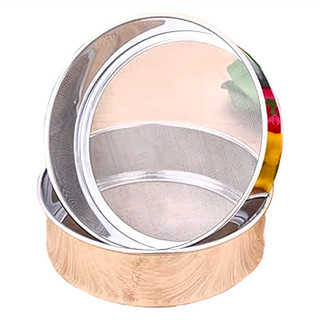 PUSH! 不鏽鋼手動搖麵粉過濾網篩粉器 超細60目, 1個