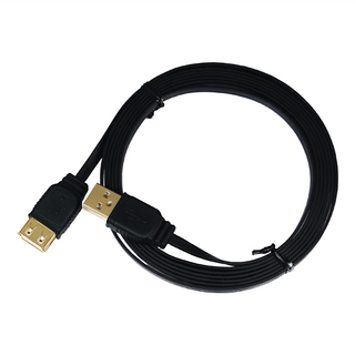 i-gota 愛購它 USB 2.0 A公-A母 黑色扁線 鍍金頭 FUSB-AAPS系列, 1m, 1條