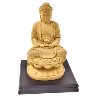 養慧軒 金剛砂陶土精雕佛像 藥師佛, 適用於求平安, 避邪, 除穢, 木色, 1個