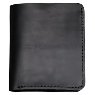 真皮頭層牛皮極簡男士4卡位短夾 錢包 男夾, 10 x 8.5cm, 黑色