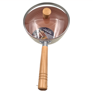 日式麥飯石不沾牛奶鍋 868g, 20cm, 白色 + 木色, 1個