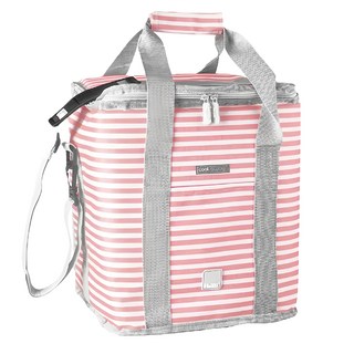 ibili Biarritz肩背保冷袋 粉櫻條紋 28 x 16 x 26cm 保溫保冷野餐便當袋, 1個