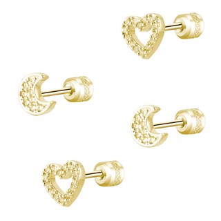 耀眼美人 希望與愛 四個/不鏽鋼/鋯石耳環