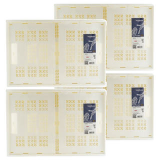 livinbox 耐重折疊籃 大 適用於購物、郊遊野餐、洗衣籃、倉儲管理, 白色, 4個