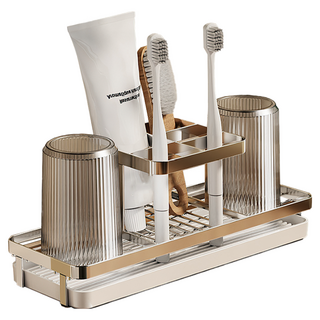 上手家居 電動牙刷架 + 瀝水盤組, 不鏽鋼原色, 浴室收納好幫手, 1組