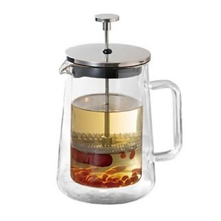 HouseKeeper 妙管家 雙層沖茶器 附壓桿 + 濾網, 600ml, 1個, 玻璃 透明色