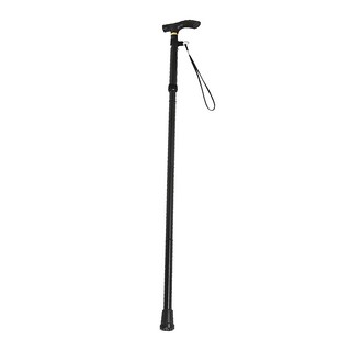 OMG 超輕鋁合金登山健行杖 4節伸縮折疊款 黑色 輕巧便攜, 展開82~92cm 摺疊27cm, 1支