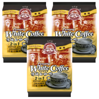 COFFEE TREE 咖啡樹 金裝檳城白咖啡 二合一 咖啡和奶精 450g, 30g, 15包, 3袋