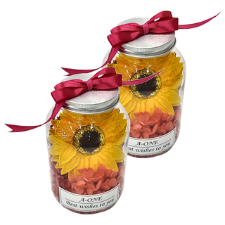 A-ONE 匯旺 永生花許願花瓶 B款 向日葵 AE-FB2, 2入, 黃向日葵