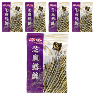 珍珍 芝麻鱈魚絲, 酥脆芝麻, 新鮮乾燥魚漿, 120g, 5包