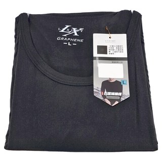LX 男款 石墨烯極上輕磨毛蓄熱衣, L, 黑色