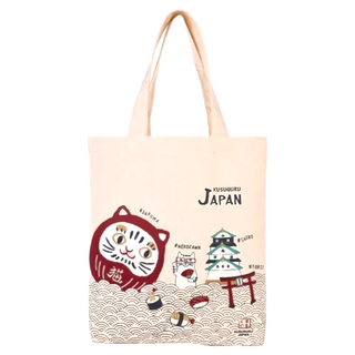 kUSUgURU JAPAN 日本眼鏡貓 JAPAN X KUSUGURU日本限定觀光主題系列 帆布手拿午餐袋