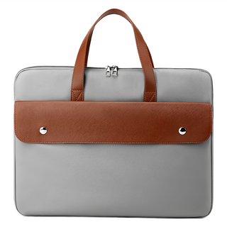 喜悠力 極簡設計防潑水手提電腦收納包 43.5 x 33cm, 1個, 灰色 + 棕色