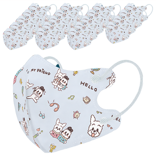 COMFIZ 康菲 兒童3D醫療口罩 狗與鹿聯名 幼幼 S 1~3歲, 20片, 狗與鹿認識新朋友 藍色, 1盒