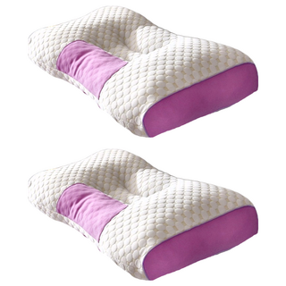 分區護頸SPA枕 100%聚酯纖維面料 針織按摩枕 貼合頸部曲線, 紫色, 2個, 45cm x 75cm±5cm