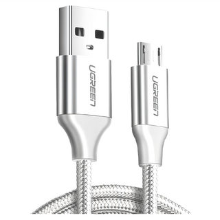 UGREEN 綠聯 Micro USB快充傳輸線 Aluminum BRAID版, 1.5m, 銀色, 1條