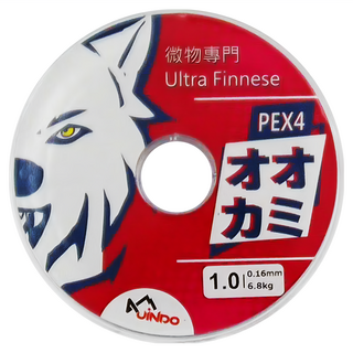 JiNDO Wolf 雪狼 激細 微物 4股 路亞 PE 釣線 PEX4 0.16mm 6.8kg, 白色, 1個
