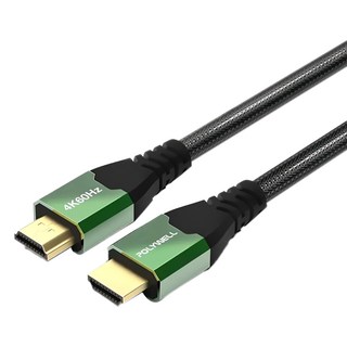 POLYWELL 寶利威爾 2.0 影音傳輸線鋁合金外殼編織線 PW15-W60-V080 綠, 1條, 8m