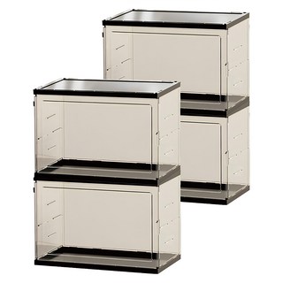 樂居家 公仔收納展示箱 黑色 透明防塵展示盒, 大(26.5 x 14 x 22cm), 2個