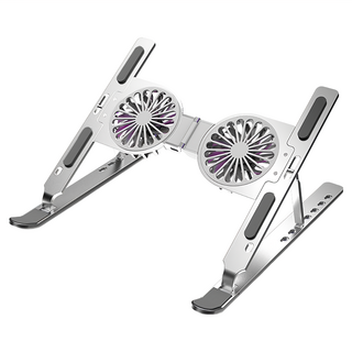 ANTIAN C9 可折疊鋁合金風扇散熱筆電增高支架, 銀色, 1個