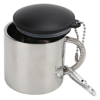 OLA生活家 便攜式登山杯 露營杯 #304 雙層隔熱 防漏杯蓋 帶登山扣 110ml, 1個, Stainless steel