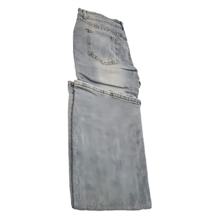 美式雙釦刷舊微喇叭牛仔長褲, XL, 復古藍, 1件