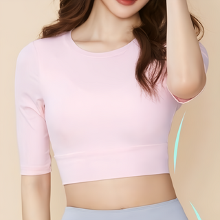 S-SportPlus+ 韓版五分緊身衣，修身顯瘦，透氣舒適，時尚百搭, L, 粉