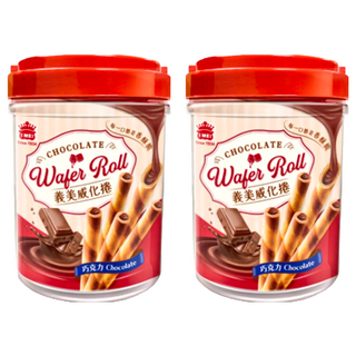 義美 威化捲輕巧桶 巧克力, 318g, 2桶