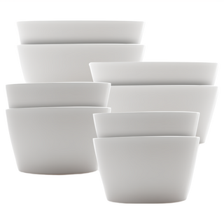 PRELUDE 時尚白餐碗 陶瓷餐碗, 白色, 飯碗*4+湯碗*4, 1組