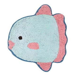 TOMO 療癒海洋生物地墊 柔軟舒適 居家裝飾, 曼波魚款 藍色 + 粉色, 1個